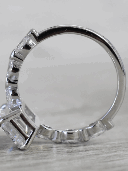 GIA Certified 2.07 CT D VVS2 Lab Grown Emerald Cut Diamond Engagement Ring - Image 3